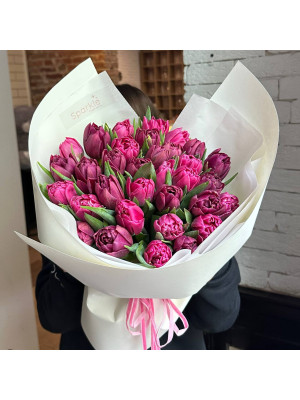 33 малиново-фіолетові тюльпани 