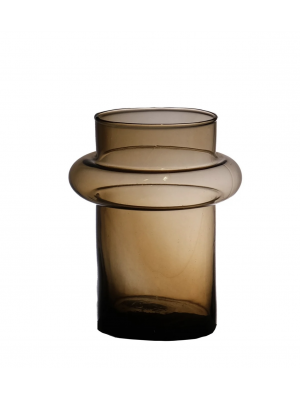 Ваза для квітів В20 жовто-коричнева напівпрозора скляна [02160]